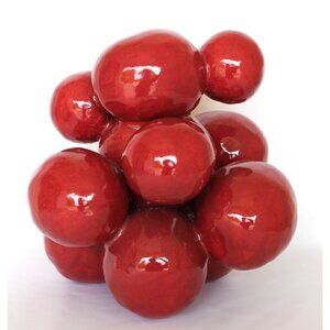 Modern Ceramic Sculpture Handmade Red Grapefruit Organic Shape Decorative Piece
